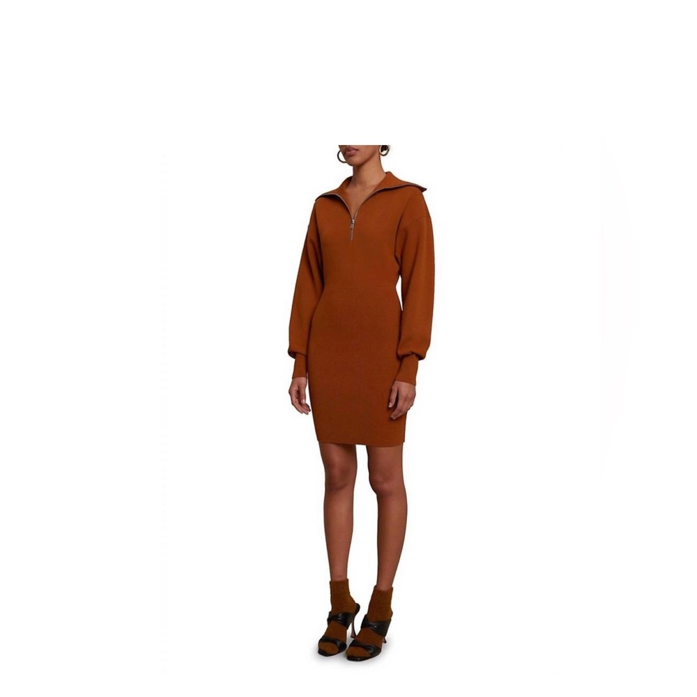 Elegant Rust Knit Dress - Picture 2 of 6
